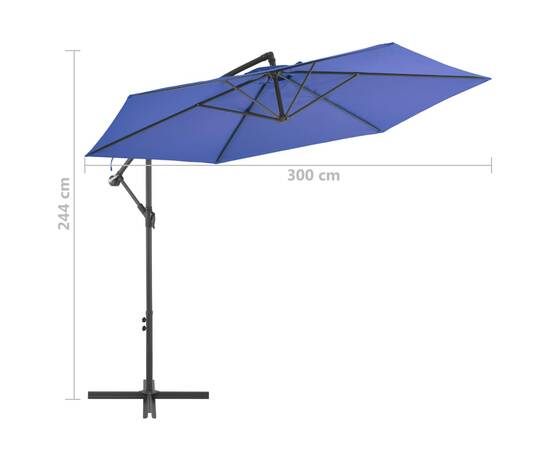 Umbrelă suspendată cu stâlp din aluminiu, albastru, 300 cm, 8 image