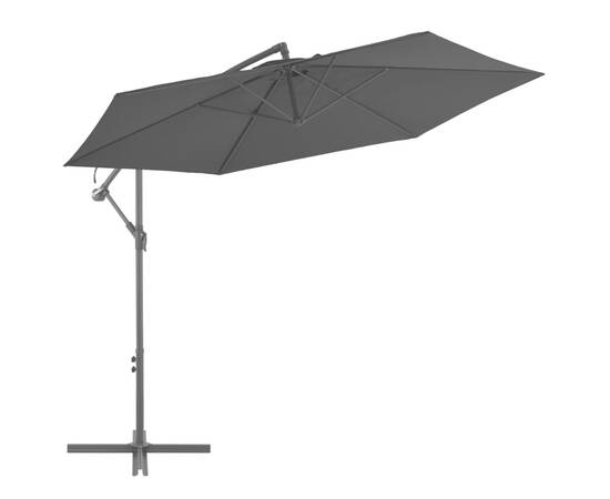 Umbrelă suspendată cu stâlp din aluminiu, negru, 300 cm