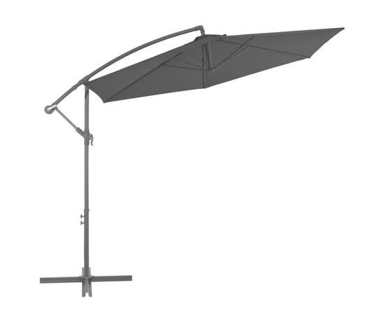 Umbrelă suspendată cu stâlp din aluminiu, negru, 300 cm, 2 image