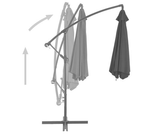 Umbrelă suspendată cu stâlp din aluminiu, negru, 300 cm, 4 image