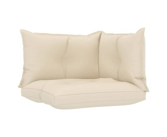 Perne de canapea din paleți, 3 buc., crem, material textil, 2 image