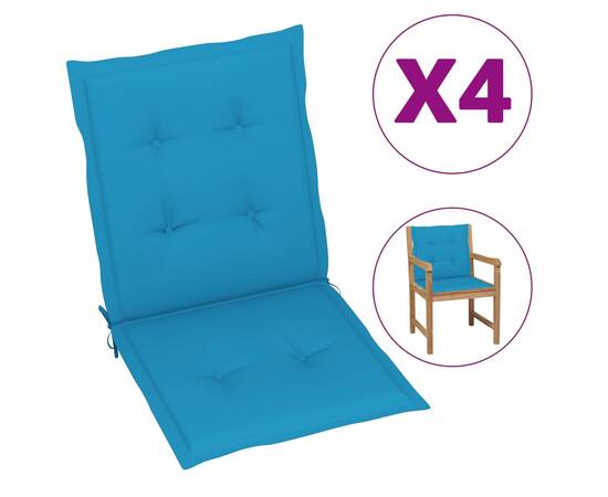 Perne scaun de grădină, 4 buc., albastru, 100x50x3 cm