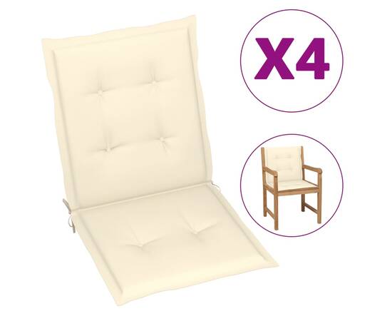 Perne scaun de grădină, 4 buc., crem, 100x50x3 cm