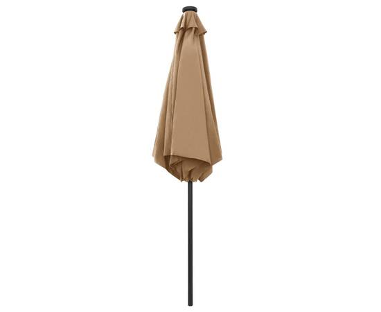 Umbrelă de soare cu led și stâlp aluminiu, gri taupe, 270 cm, 5 image