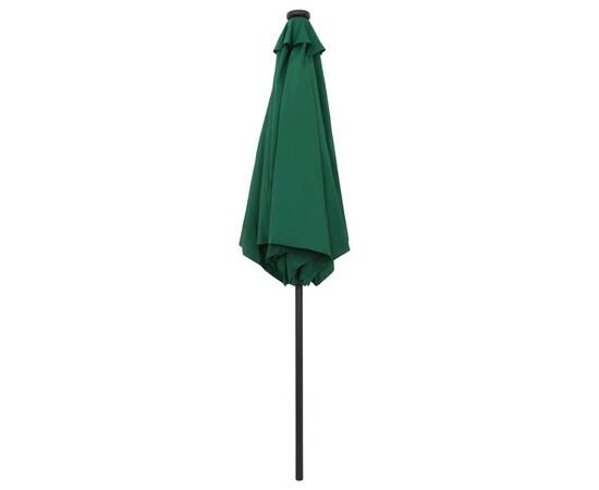 Umbrelă de soare cu led-uri și stâlp aluminiu, verde, 270 cm, 5 image