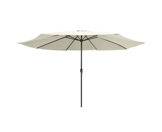Umbrelă de soare de exterior, stâlp metalic, alb nisipiu 400 cm, 3 image