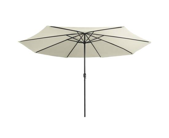 Umbrelă de soare de exterior, stâlp metalic, alb nisipiu 400 cm, 4 image