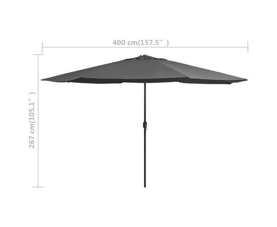 Umbrelă de soare de exterior, stâlp metalic, antracit, 400 cm, 7 image