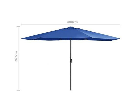 Umbrelă de soare de exterior, stâlp metalic, azuriu, 400 cm, 7 image