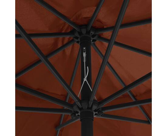 Umbrelă de soare de exterior, stâlp metalic, cărămiziu, 400 cm, 2 image