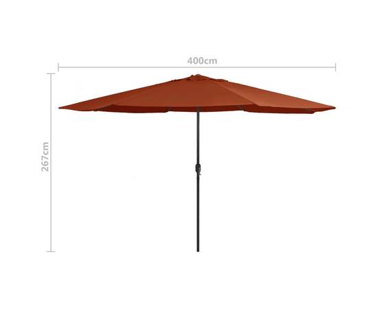 Umbrelă de soare de exterior, stâlp metalic, cărămiziu, 400 cm, 7 image