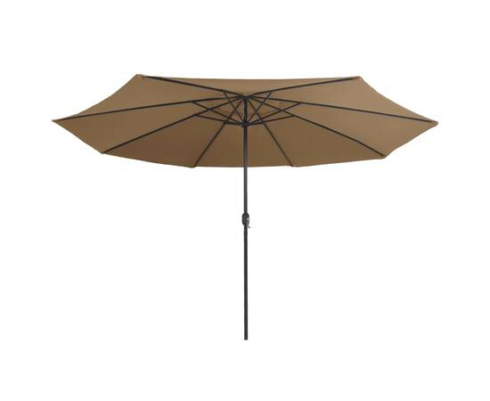 Umbrelă de soare de exterior, stâlp metalic, gri taupe, 400 cm, 4 image