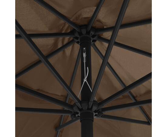 Umbrelă de soare de exterior, stâlp metalic, gri taupe, 400 cm, 2 image