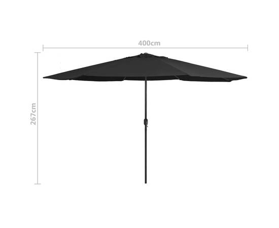 Umbrelă de soare de exterior, stâlp metalic, negru, 400 cm, 7 image