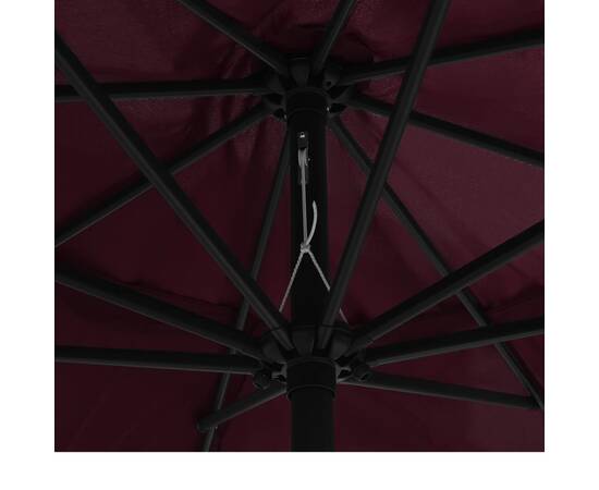 Umbrelă de soare de exterior, stâlp metalic, roșu bordo, 400 cm, 2 image