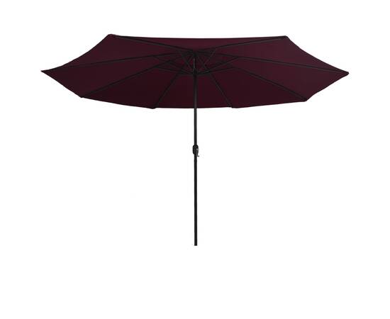 Umbrelă de soare de exterior, stâlp metalic, roșu bordo, 400 cm, 4 image