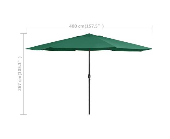 Umbrelă de soare de exterior, stâlp metalic, verde, 400 cm, 7 image