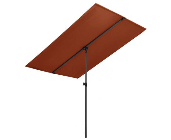 Umbrelă de soare exterior cu stâlp aluminiu cărămiziu 180x130cm