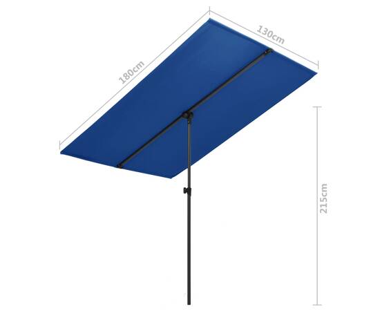 Umbrelă soare exterior stâlp aluminiu albastru azur 180x130cm, 7 image