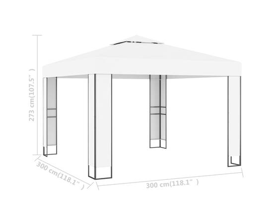 Pavilion cu acoperiș dublu, alb, 3 x 3 m, 5 image