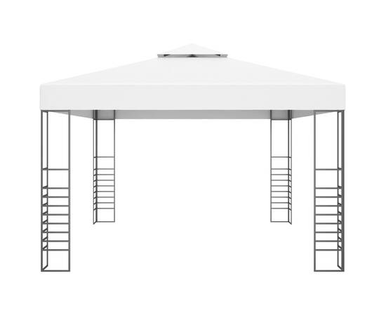 Pavilion de grădină, alb, 4x3x2,7 cm, oțel vopsit electrostatic, 3 image