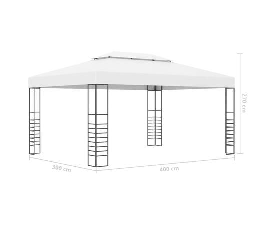 Pavilion de grădină, alb, 4x3x2,7 cm, oțel vopsit electrostatic, 6 image