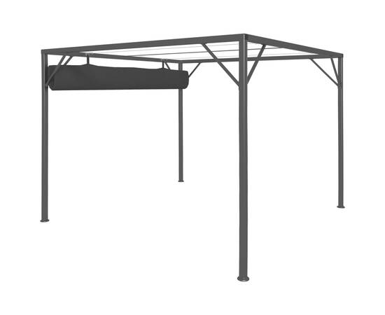 Pavilion de grădină cu acoperiș retractabil, antracit, 3 x 3 m, 5 image