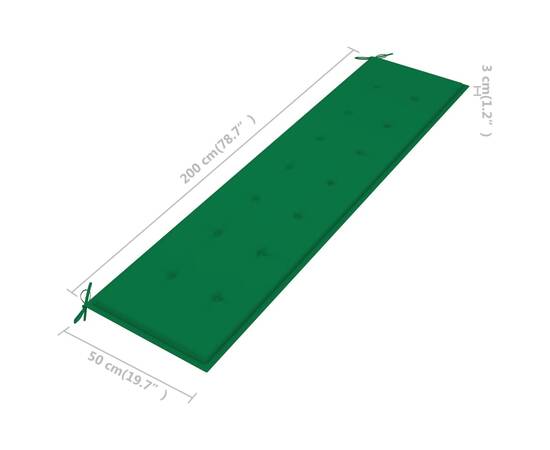 Pernă pentru bancă de grădină, verde, 200x50x3 cm, 5 image