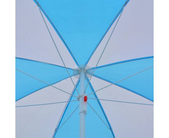 Umbrelă de plajă adăpost, albastru și alb, 180 cm, țesătură, 2 image