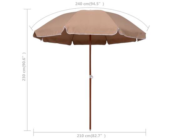 Umbrelă de soare cu stâlp din oțel, gri taupe, 240 cm, 5 image