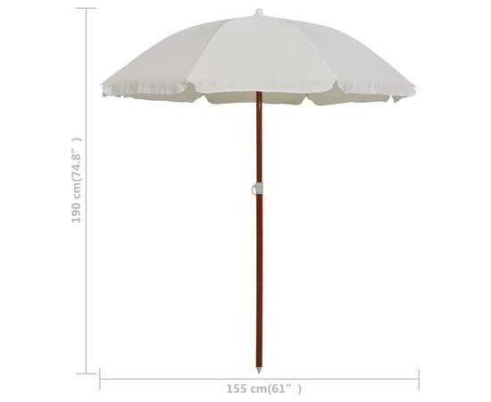Umbrelă de soare cu stâlp din oțel, nisipiu, 180 cm, 5 image