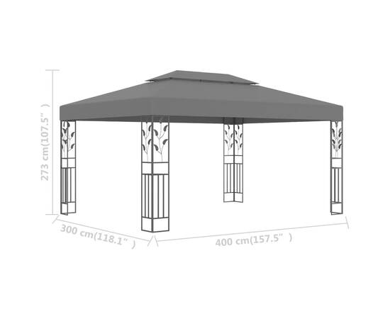 Pavilion cu acoperiș dublu, antracit, 3 x 4 m, 6 image