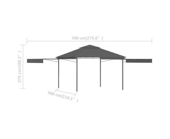Pavilion cu acoperiș dublu extins 3x3x2,75 m antracit 180 g/m², 10 image