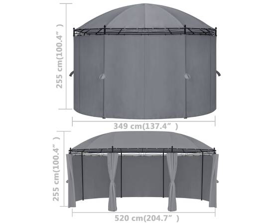 Pavilion cu perdele, antracit, 520x349x255 cm, 7 image