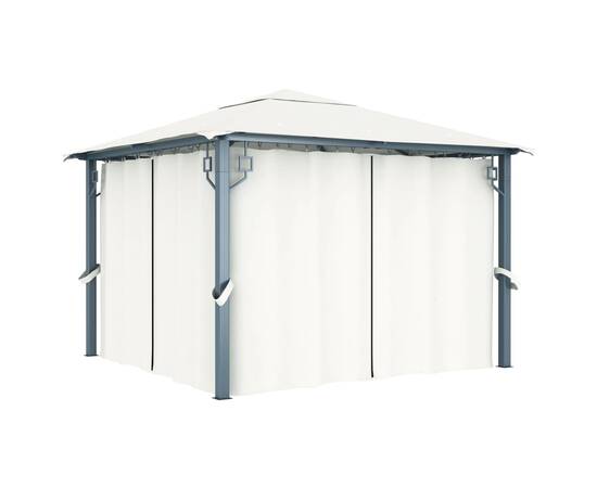 Pavilion cu perdele, crem, 300 x 300 cm, aluminiu