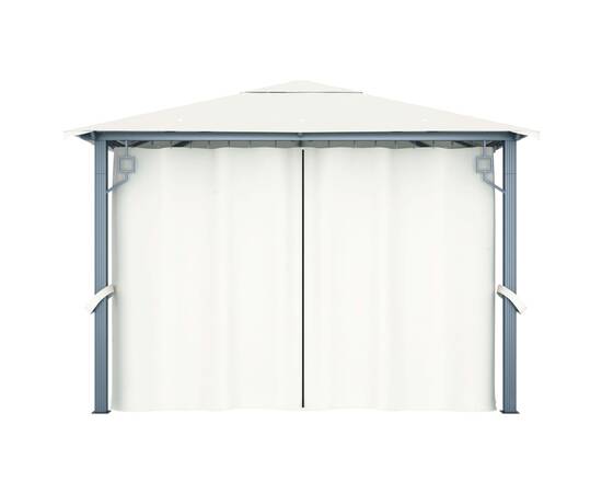 Pavilion cu perdele, crem, 300 x 300 cm, aluminiu, 5 image