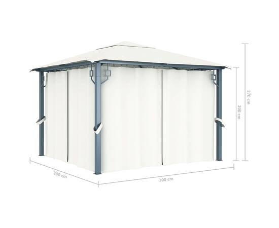 Pavilion cu perdele, crem, 300 x 300 cm, aluminiu, 9 image