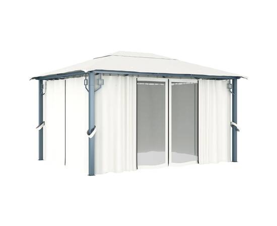 Pavilion cu perdele, crem, 400 x 300 cm, aluminiu, 2 image