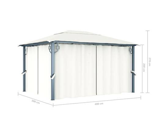 Pavilion cu perdele, crem, 400 x 300 cm, aluminiu, 11 image