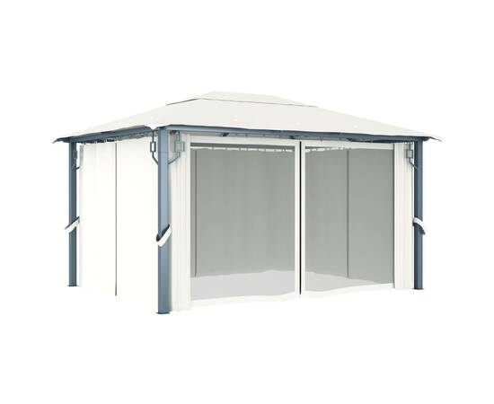 Pavilion cu perdele, crem, 400 x 300 cm, aluminiu, 3 image