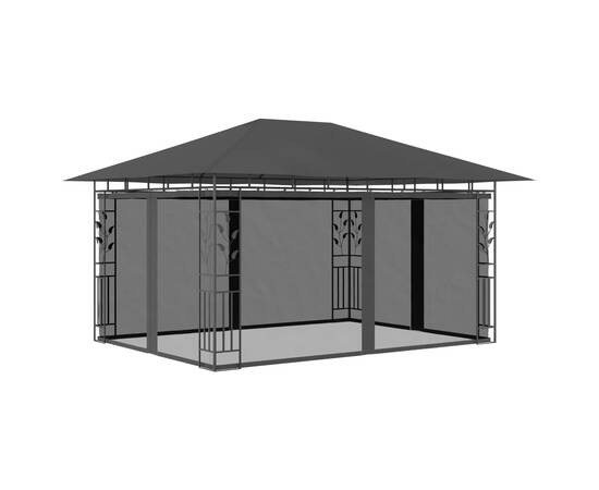 Pavilion cu plasă anti-țânțari, antracit, 4 x 3 x 2,73 m