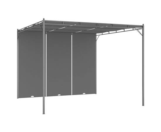 Pavilion de grădină cu perdea laterală, antracit, 3x3x2,25 m