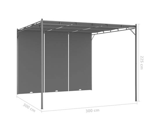 Pavilion de grădină cu perdea laterală, antracit, 3x3x2,25 m, 8 image