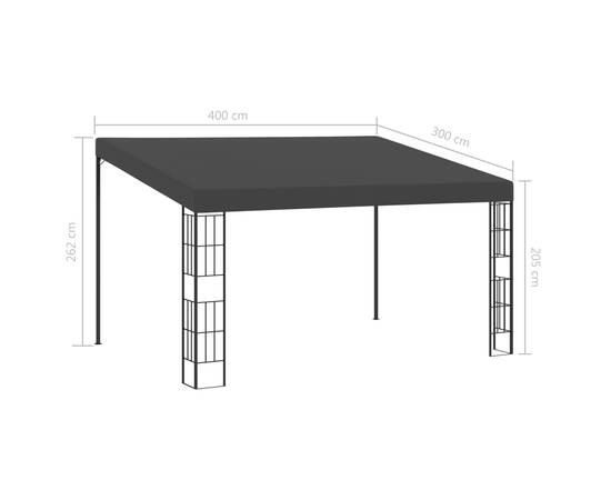 Pavilion de perete, antracit, 3 x 4 m, material textil, 5 image