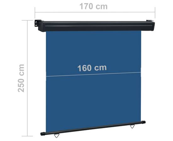Copertină laterală de balcon, albastru, 170 x 250 cm, 10 image