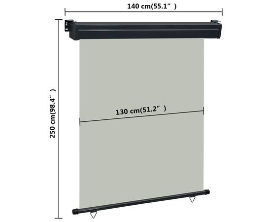 Copertină laterală de balcon, gri, 140 x 250 cm, 10 image