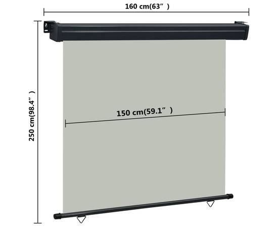 Copertină laterală de balcon, gri, 160 x 250 cm, 10 image