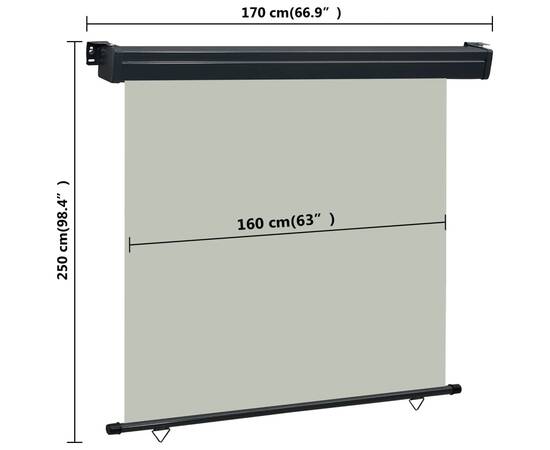 Copertină laterală de balcon, gri, 170 x 250 cm, 10 image