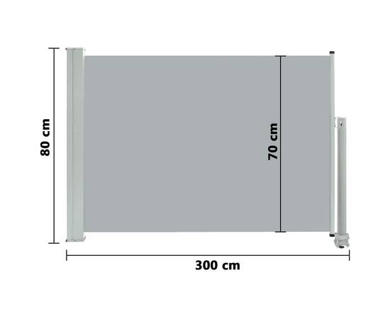 Copertină laterală retractabilă de terasă, gri, 80 x 300 cm, 8 image