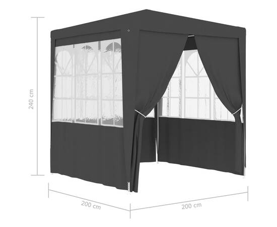 Cort de petrecere profesional cu pereți antracit 2x2 m 90 g/m², 8 image